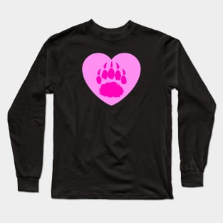 Pink Bear Paw Print Long Sleeve T-Shirt